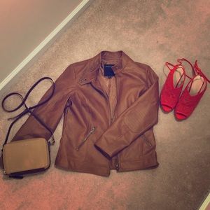 brown faux leather jacket